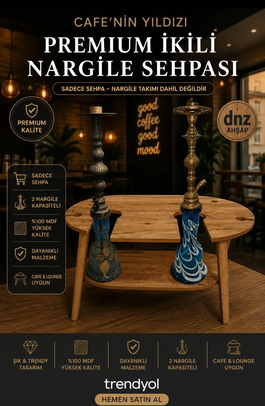 Nargile Sehpası, 2 li Nargile Standı, Nargile Tutucu,