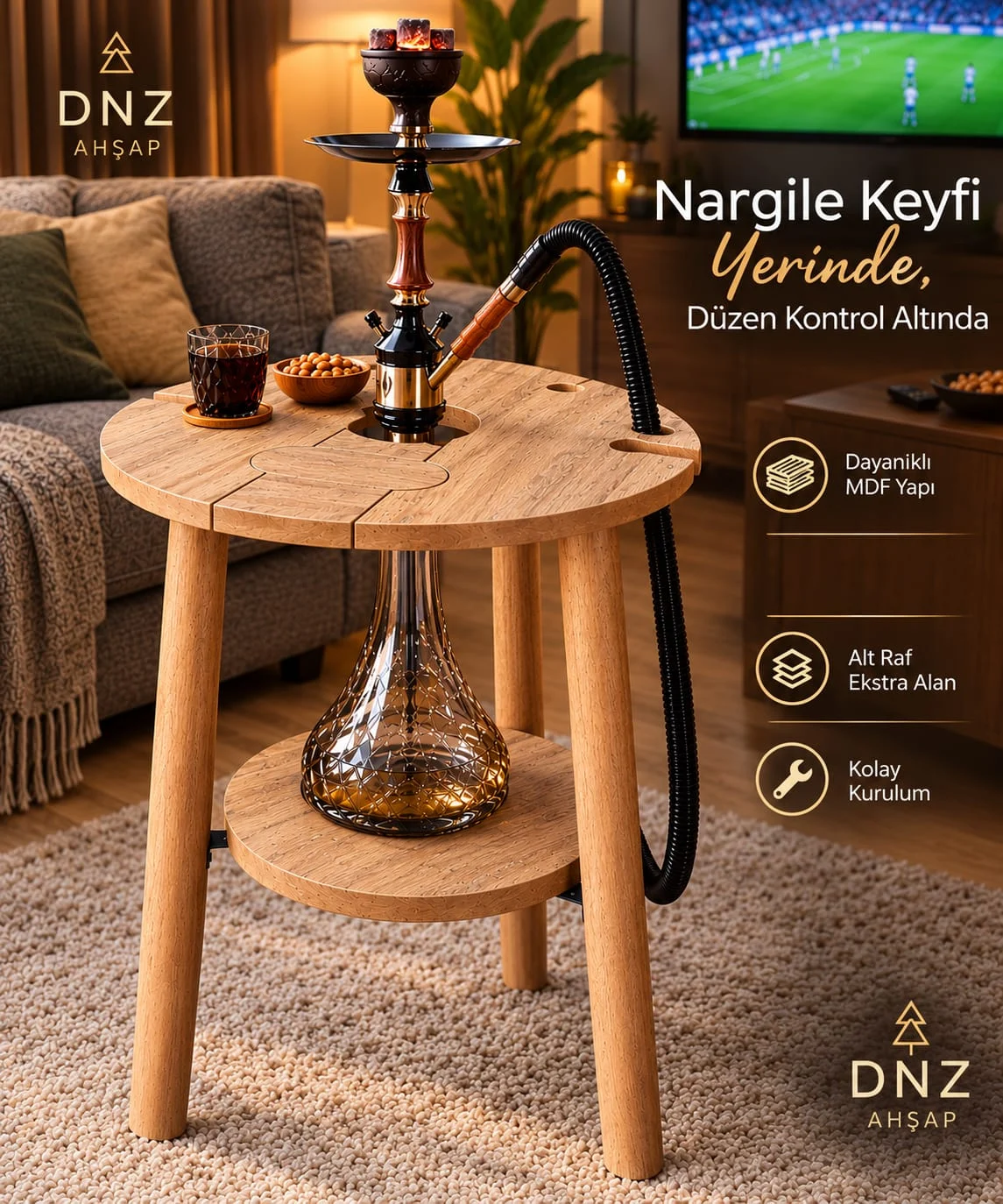 Nargile Sehapası , Nargile Standı, Nargile Masası Kahverengi