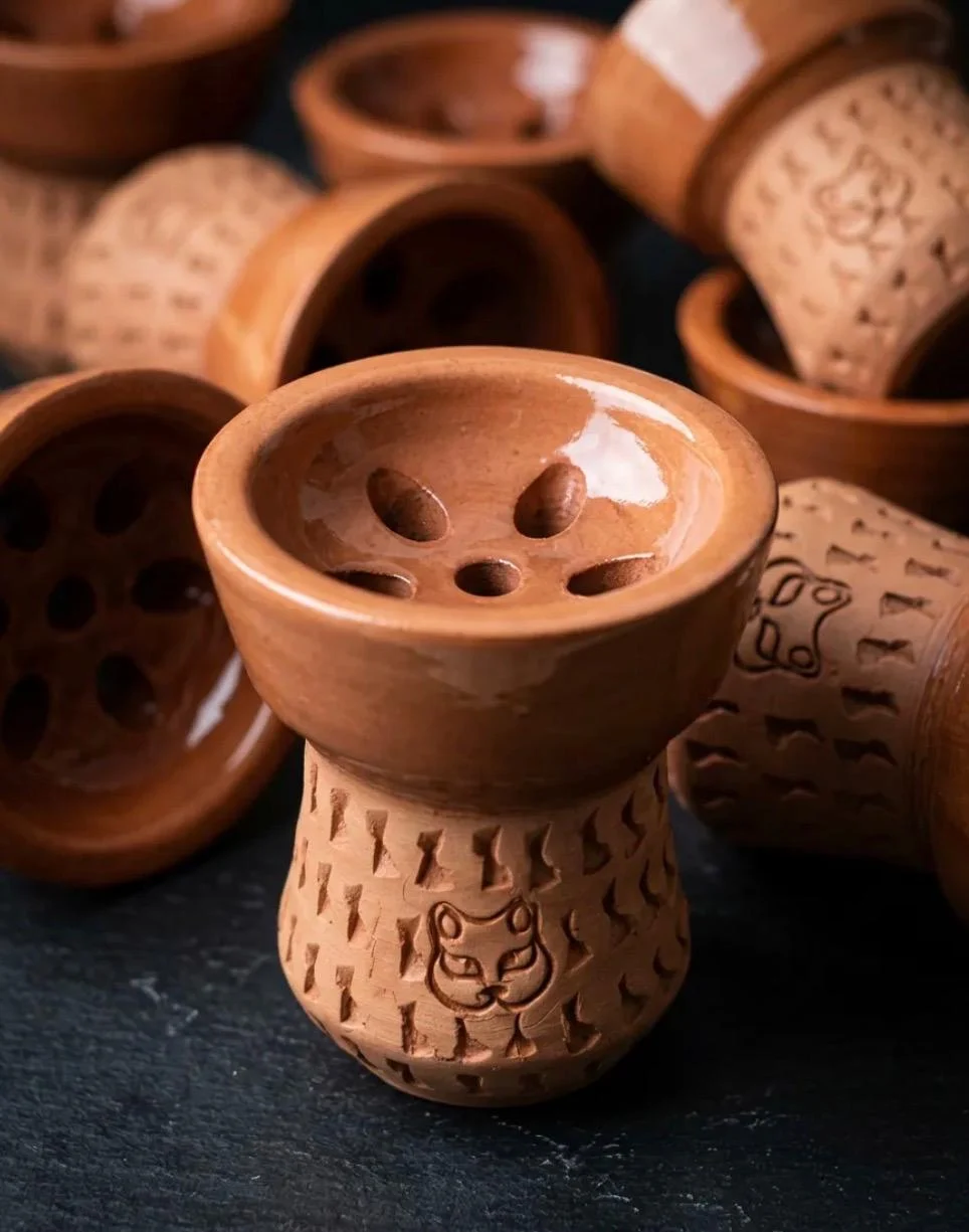 Khor Hookah Bowls Çok Delikli Sırlı Menemen Çamuru Killer Bowl Nargile Lülesi Sphinx