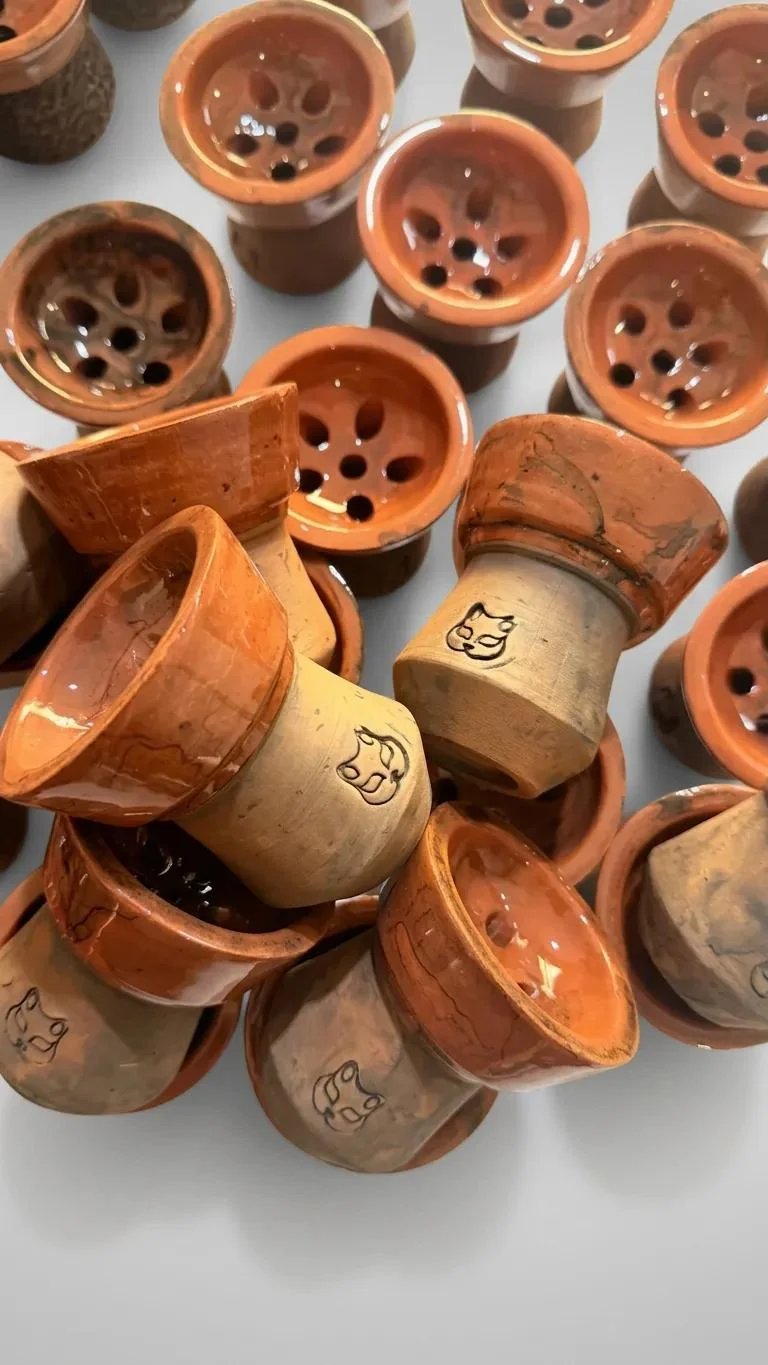 Khor Hookah Bowls Çok Delikli Sırlı Menemen Çamuru Killer Bowl Nargile Lülesi Raw